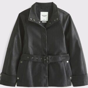 Belted Vegan Leather Jacket